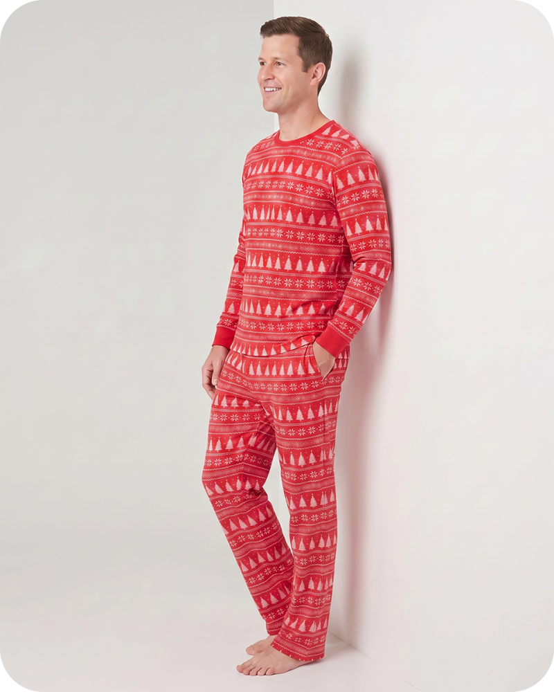 Dad and Son Matching Christmas Outfits Red Tree