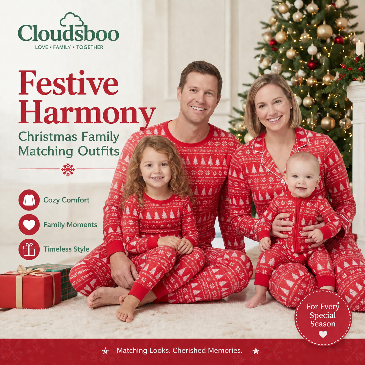 Festive Harmony Christmas Family Matching Outfits