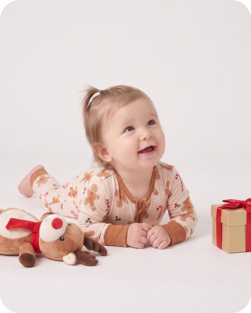 Infant Bamboo Christmas Pajamas Gingerbread Cream