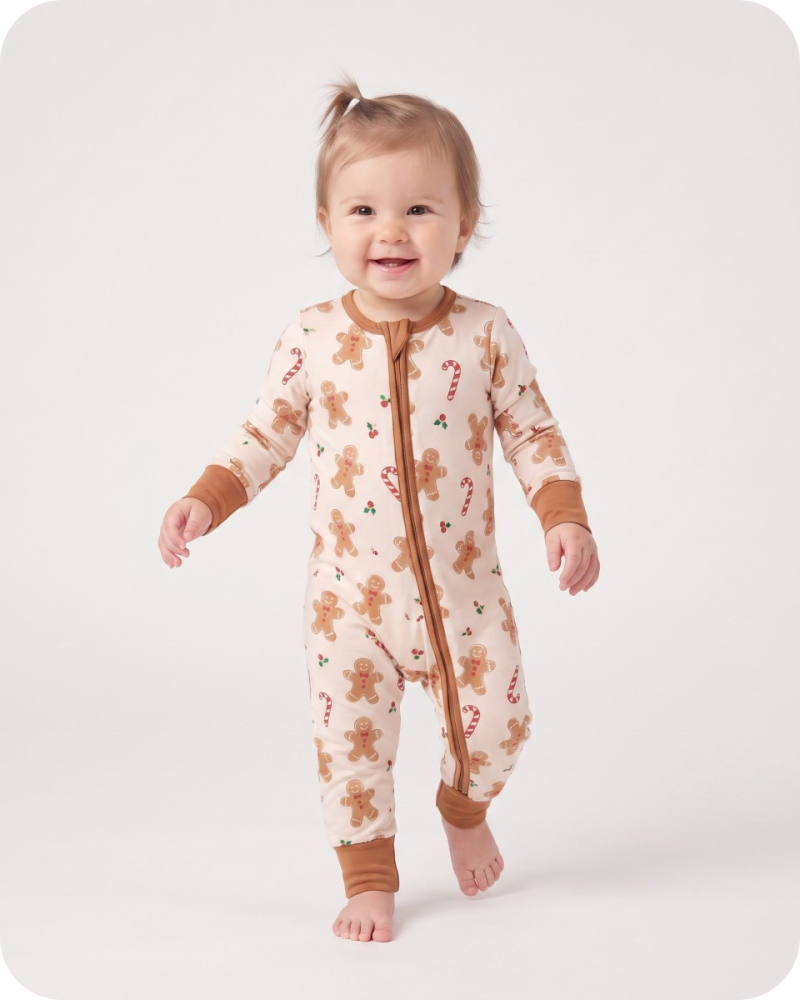 Infant Bamboo Christmas Pajamas Gingerbread Cream