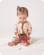 Infant Bamboo Christmas Pajamas Gingerbread Cream