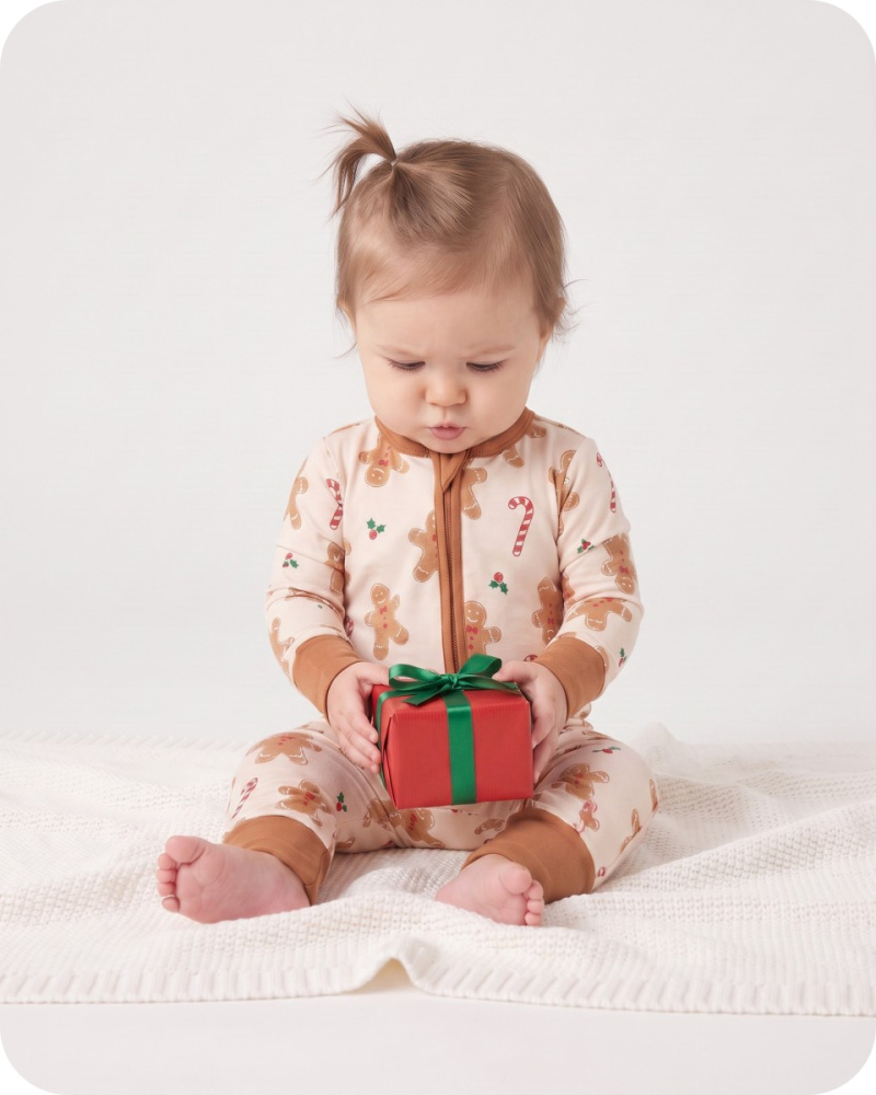 Infant Bamboo Christmas Pajamas Gingerbread Cream