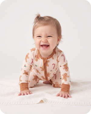 Infant Bamboo Christmas Pajamas Gingerbread Cream
