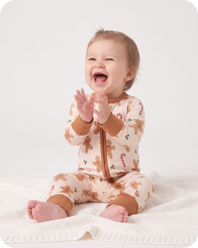 Infant Bamboo Christmas Pajamas Gingerbread Cream