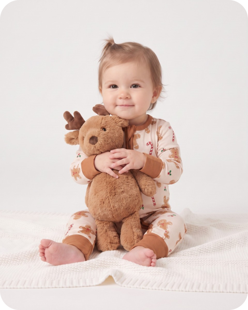 Infant Bamboo Christmas Pajamas Gingerbread Cream