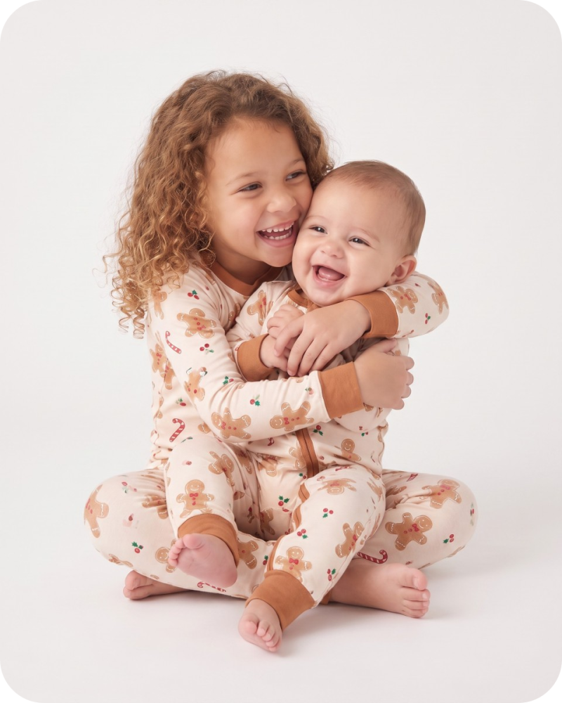 Kids Bamboo Christmas Pajamas Gingerbread Cream