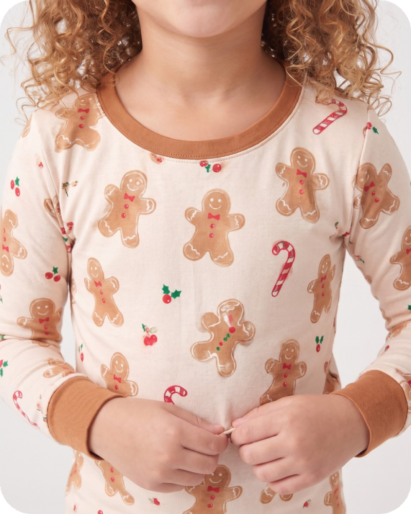 Kids Bamboo Christmas Pajamas Gingerbread Cream