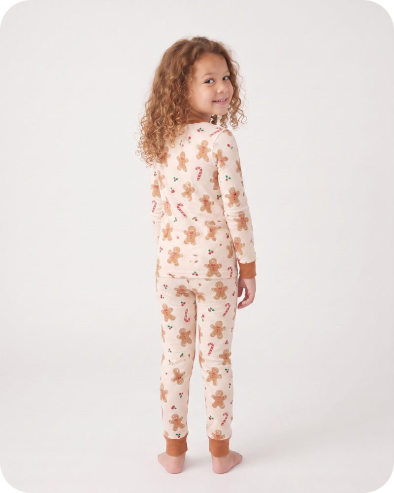 Kids Bamboo Christmas Pajamas Gingerbread Cream