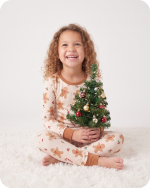Kids Bamboo Christmas Pajamas Gingerbread Cream