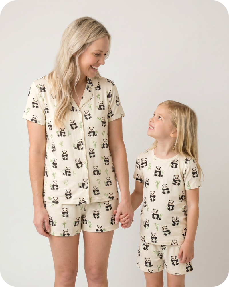 Bamboo Kids Pajamas Shortie Set Panda