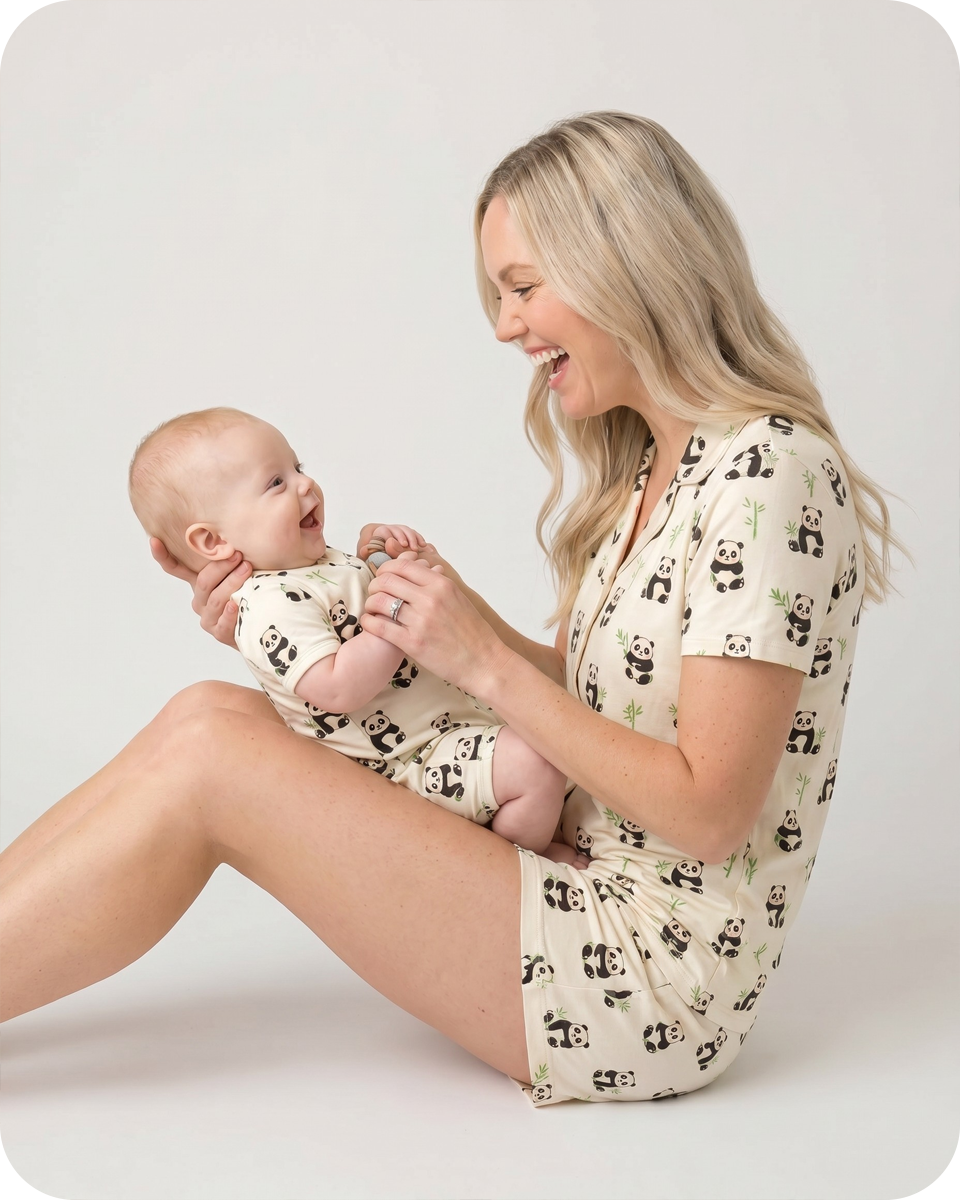 Mom and Baby Matching Pajamas Bamboo Set Panda