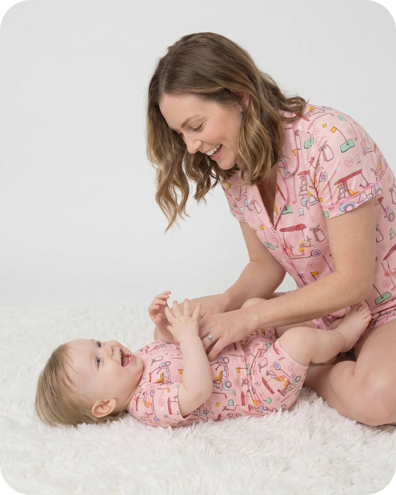 Mom and Baby Matching Pajamas Blossom Pink