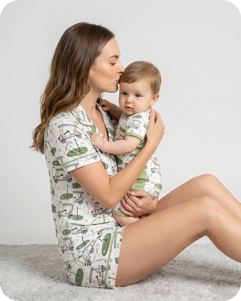 Mom and Me Matching Pajamas Sage Green