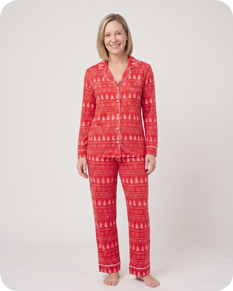 Mommy and Me Christmas Pajamas Red Tree