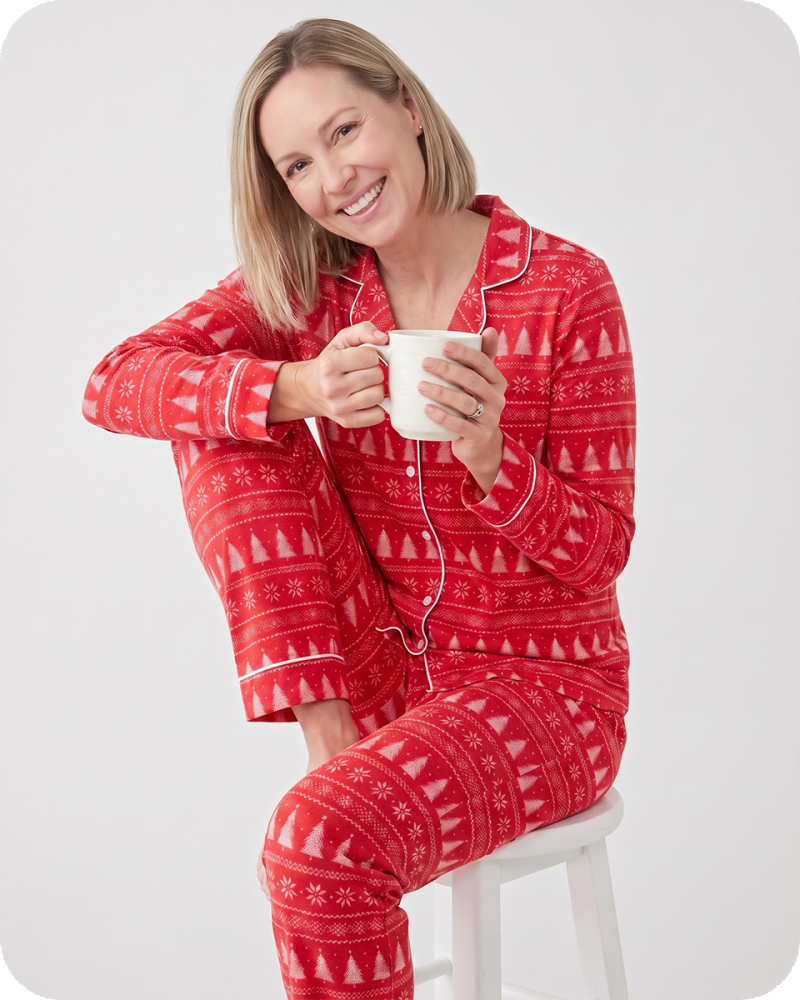 Mommy and Me Christmas Pajamas Red Tree