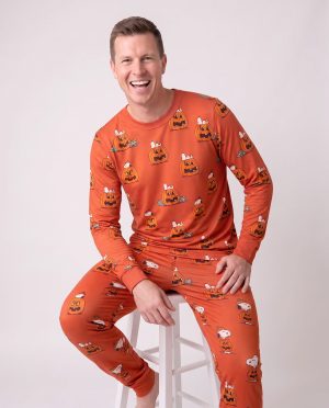 Mens Halloween Bamboo Pajamas Pumpkin