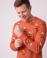 Mens Halloween Bamboo Pajamas Pumpkin