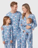 Baby Bamboo Christmas Pajamas Long Sleeve Snowman Blue