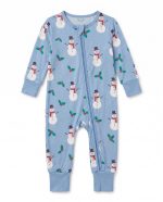 Baby Bamboo Christmas Pajamas Long Sleeve Snowman Blue