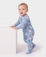 Baby Bamboo Christmas Pajamas Long Sleeve Snowman Blue