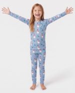 Kids Christmas Bamboo Sleepers Snowman Blue