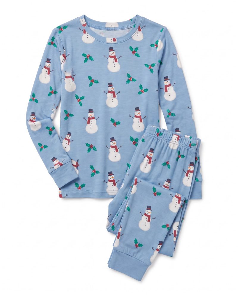 Kids Christmas Bamboo Sleepers Snowman Blue