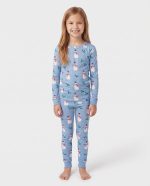 Kids Christmas Bamboo Sleepers Snowman Blue