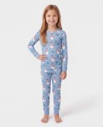 Kids Christmas Bamboo Sleepers Snowman Blue