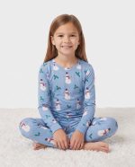 Kids Christmas Bamboo Sleepers Snowman Blue