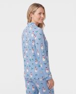 Womens Bamboo Christmas Pajamas Snowman Blue